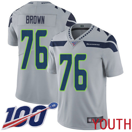 Seattle Seahawks Limited Grey Youth Duane Brown Alternate Jersey NFL Football #76 100th Season Vapor Untouchable->women nfl jersey->Women Jersey